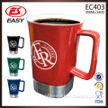 Wholesales stainless steel bottom ceramic mugs with custom laser engraved logo